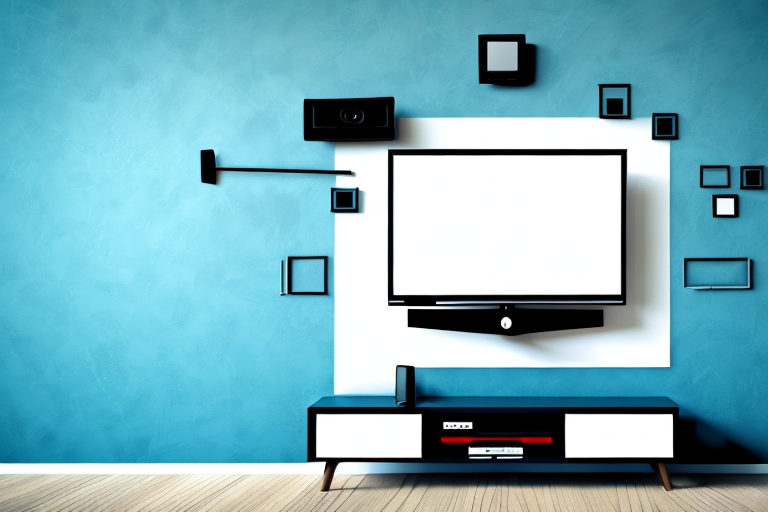 A wall with a tv mounted to it using a wall-mounting bracket