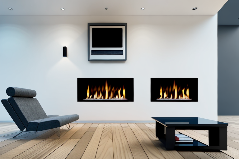 A gas fireplace with a tv mounted above it
