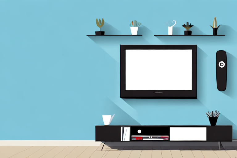 A wall-mounted tv rack with the tv mounted on it