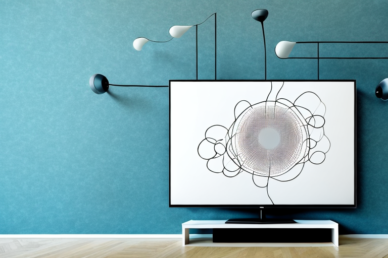A wall-mounted tv with the wires hidden behind it