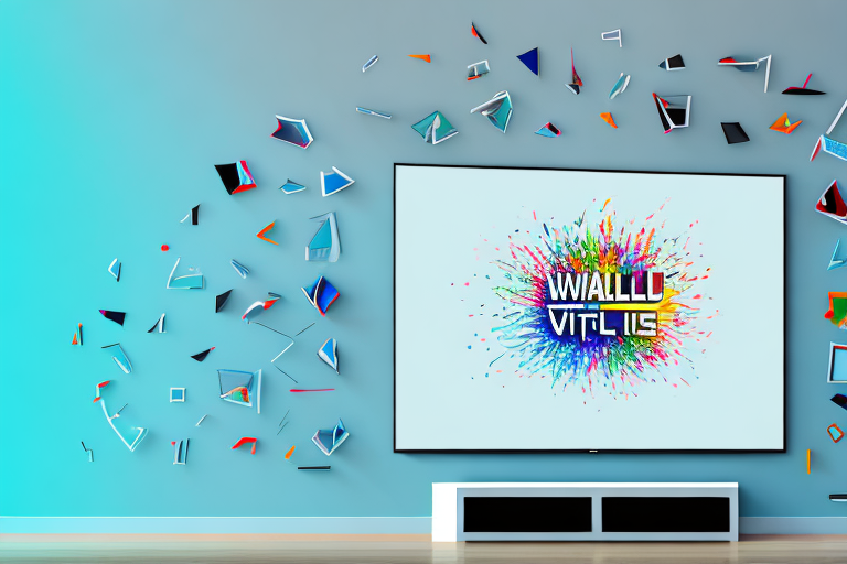 A wall with a vizio 65 inch tv mounted on it