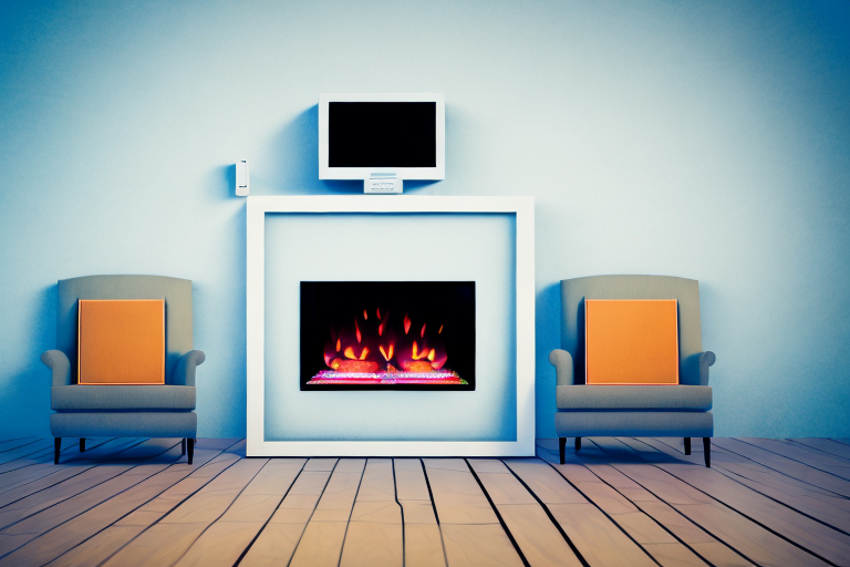 A fireplace mantel with a flat-screen tv mounted on it