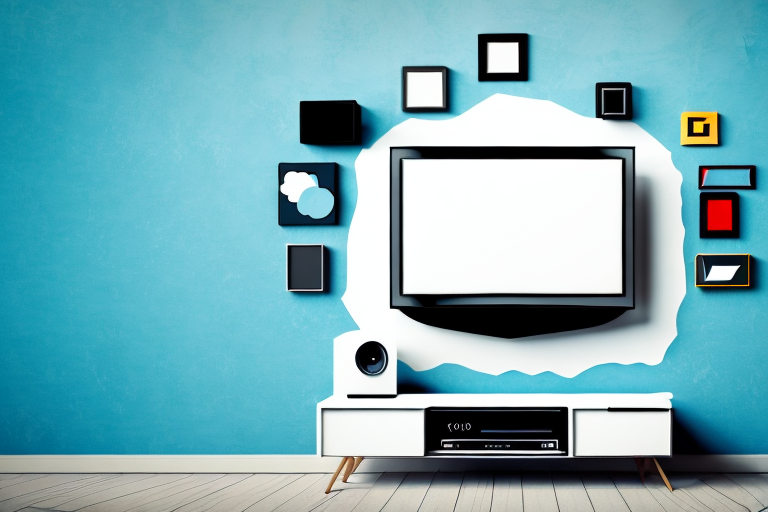 A wall with a television mounted at various heights