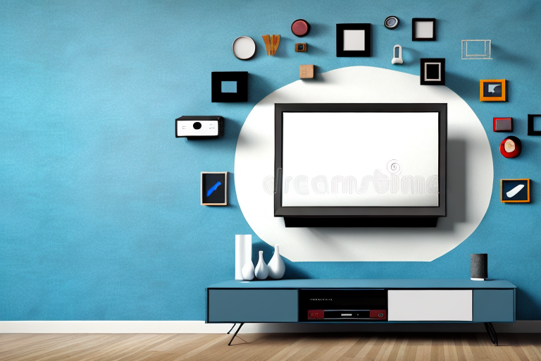 A wall with a flat-screen tv mounted on it using an omin tilt tv wall mount