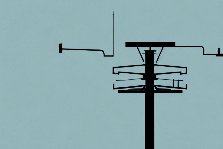 A tv antenna mast mounted on a rooftop