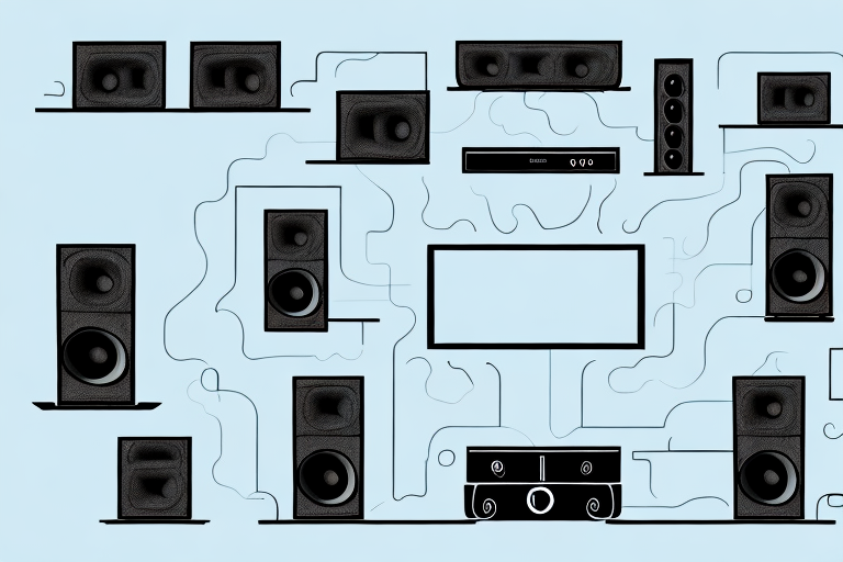 A home theater system with speakers connected