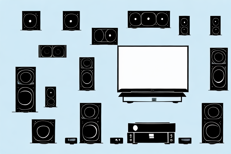 A home theater system with a tv and sound system components