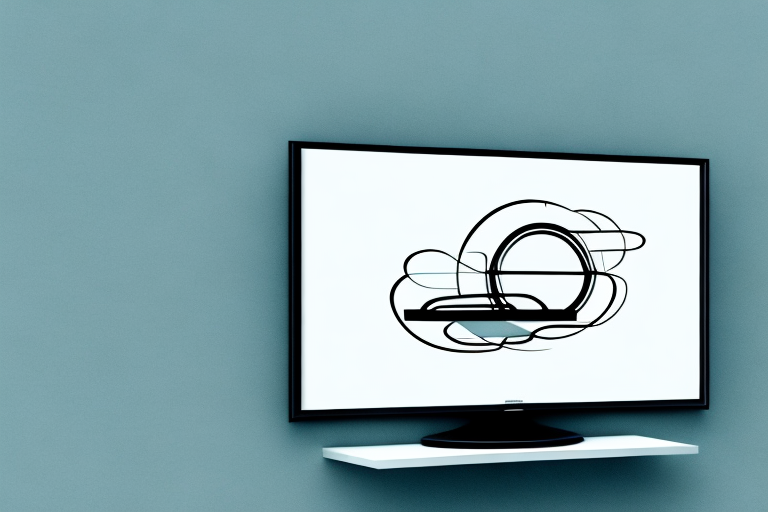 A wall-mounted curved television