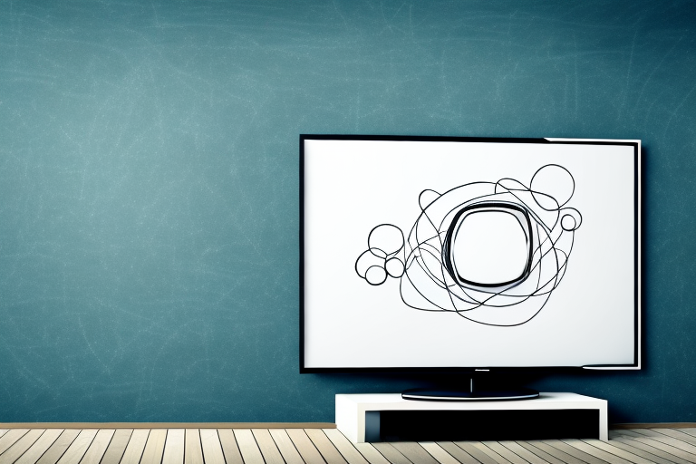 A wall-mounted tv with a chalkboard attached to it