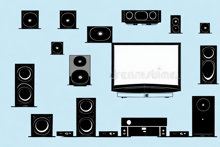 A home theater system with a dvd player connected to a tv and speakers