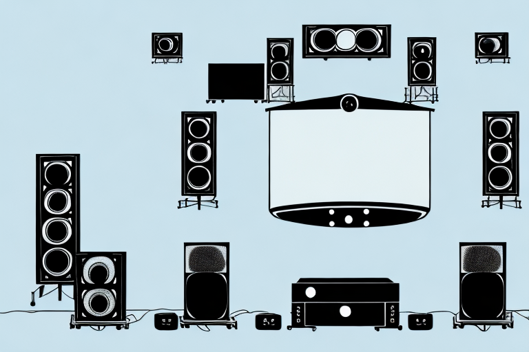 A home theater system with a technician calibrating the audio and video settings