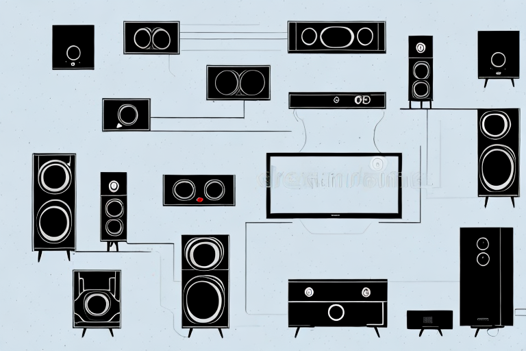 A home theater system with the components connected and ready for calibration