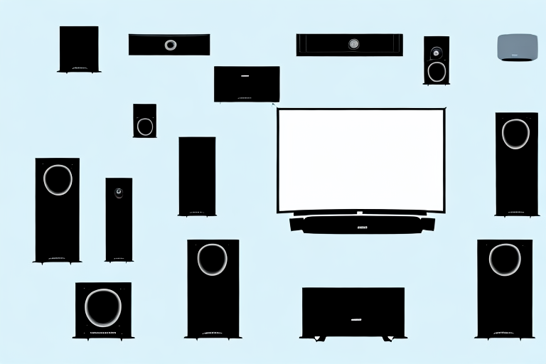 A home theater system with a large television