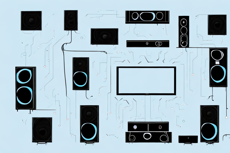 A home theater system with the components connected to each other
