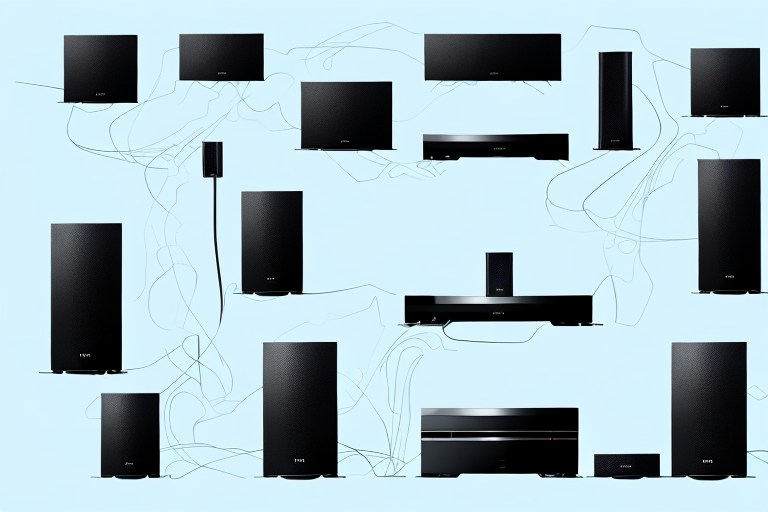 A sony home theater system with the speaker connectors highlighted