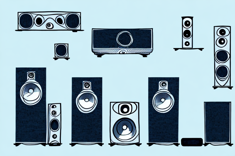 A home theater system with five speakers and a receiver