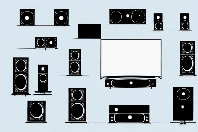 A home theater system setup with components including a television