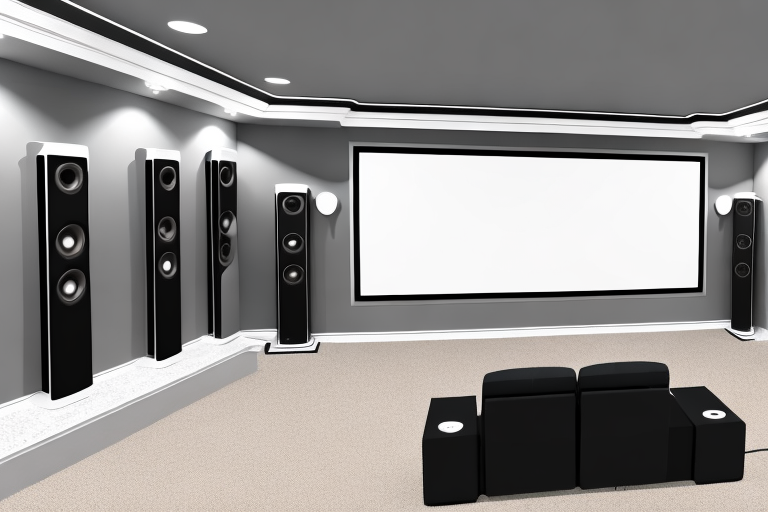 A home theater system being installed in a new construction home