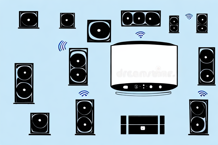 A home theater system with a bluetooth device connected to it