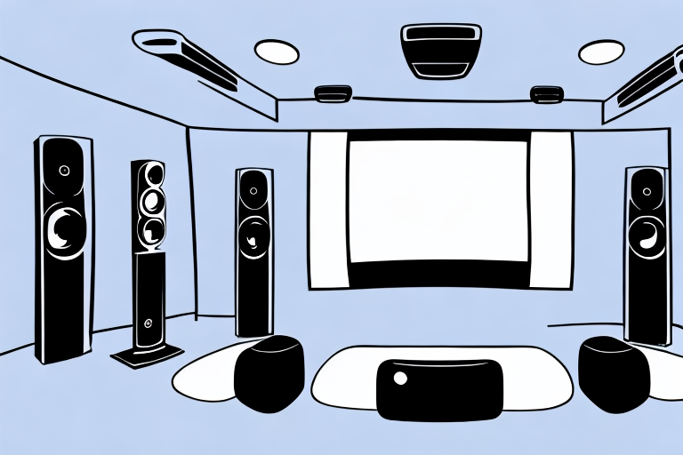 A home theater system with speakers placed around the room