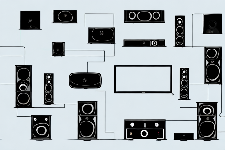 A home theater system with all of its components connected