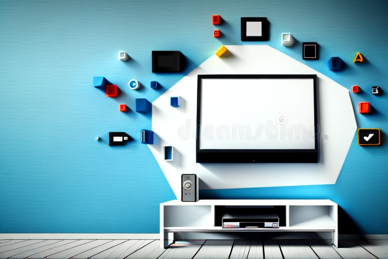 A wall with a flat-screen tv mounted between two studs