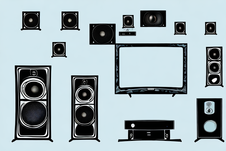 A home theater sound system setup with speakers