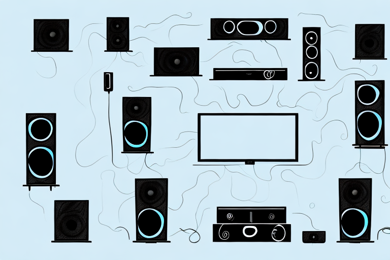 A home theater system setup with streaming devices connected