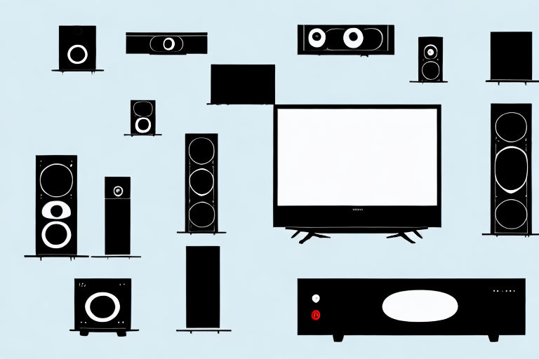 A home theater system with components such as a television