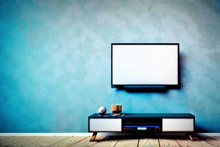 A wall with an 85-inch tv mounted on it