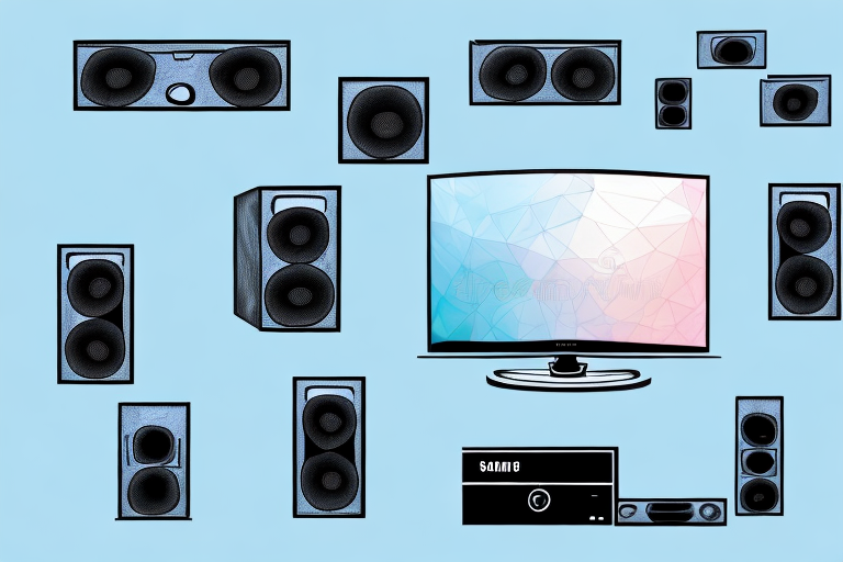 A pc and a samsung home theater system connected together