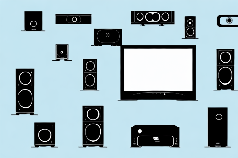 A home theater system with speakers and a tv