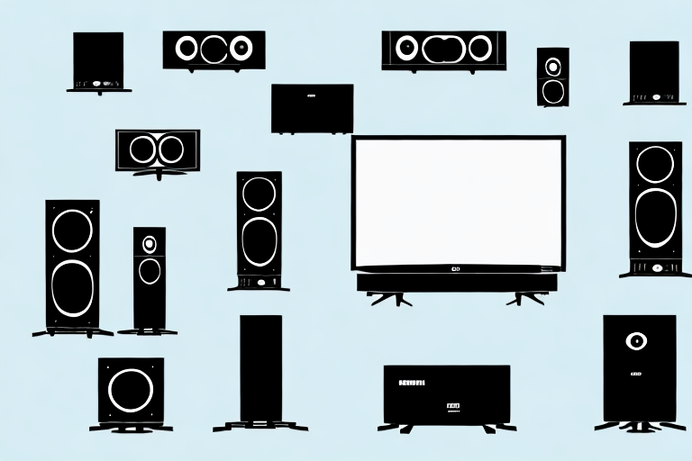 A home theater system with components such as a television