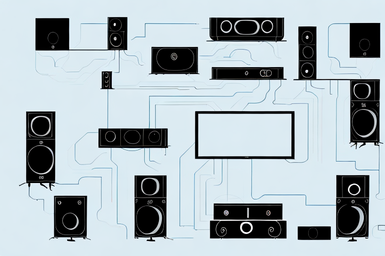 A home theater system with its components and wiring