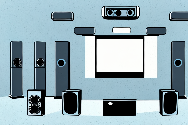 A home theater system with a price tag to represent buying on a budget
