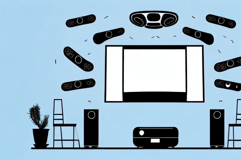 A home theater system with a netflix app icon on the screen