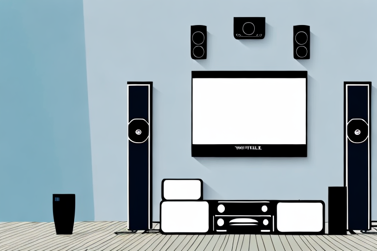 A wall-mounted home theater system with all the necessary components