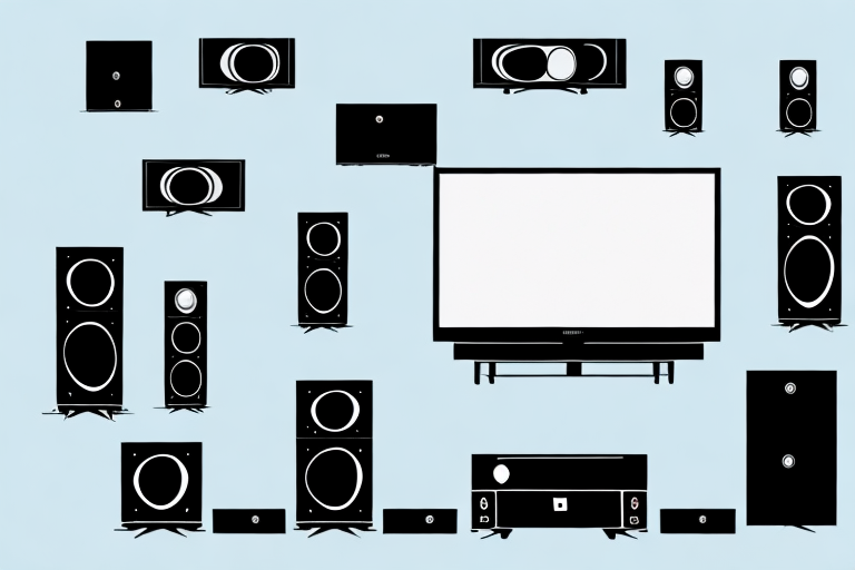 A home theater system with components such as a tv
