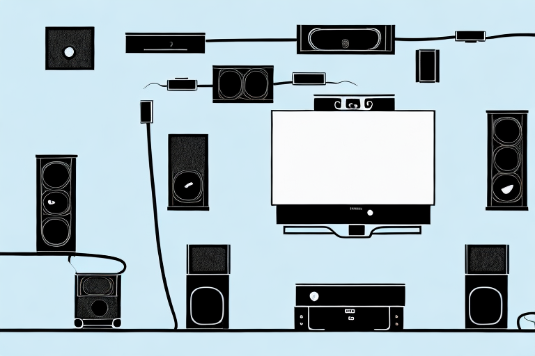 A home media theater system with cables connected
