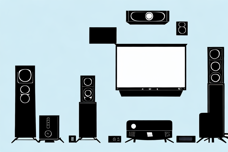 A home theater setup with a sound system