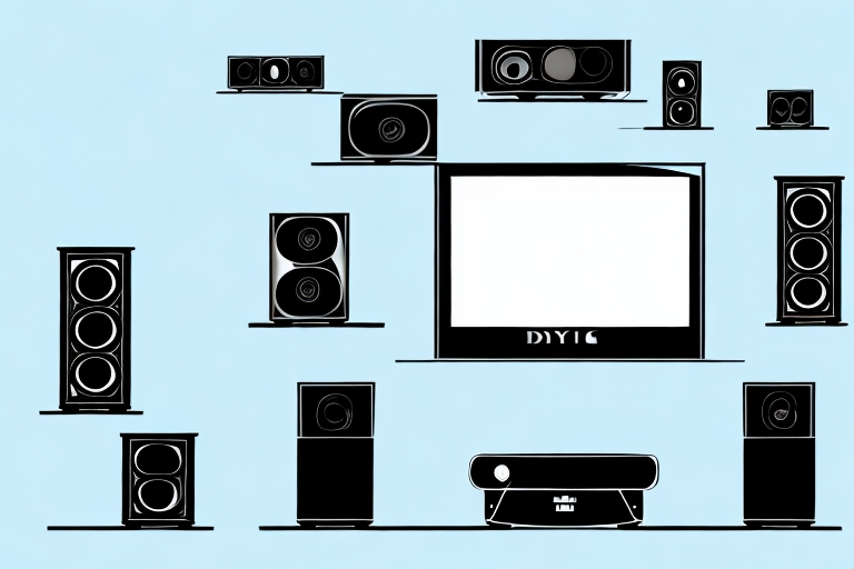 A home theater system with a dvd player connected to it