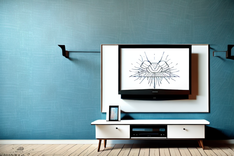 A wall-mounted television in an apartment