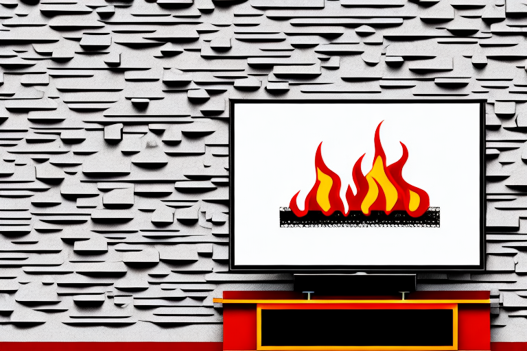 A tv mounted to a brick fireplace