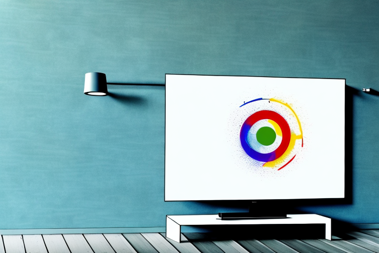 A wall-mounted television with a centered mount