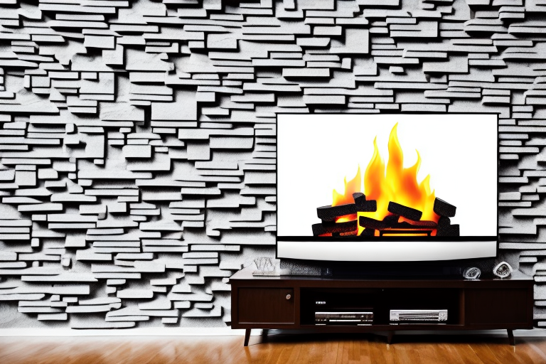 A brick fireplace with a tv mounted on it