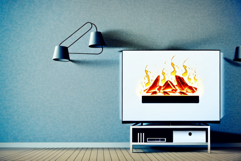 A tv mounted above an electric fireplace