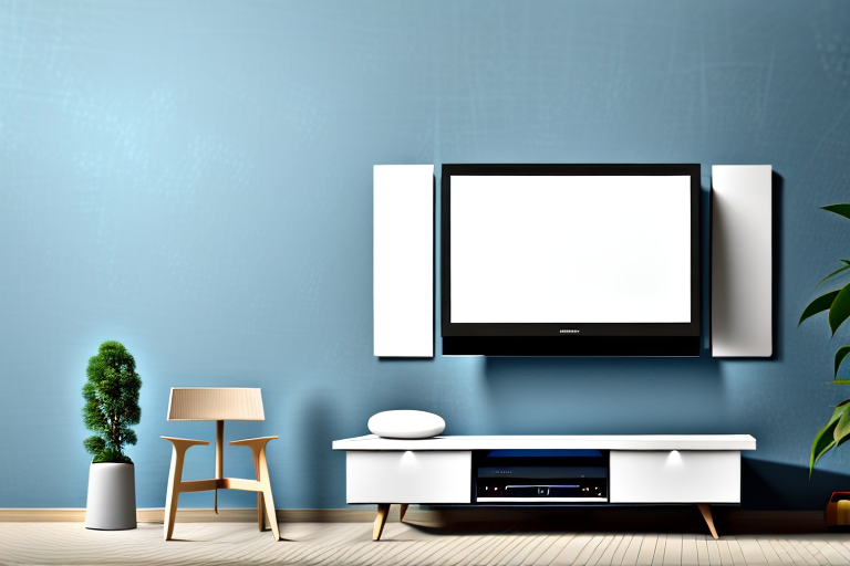 A wall-mounted television in a bedroom setting