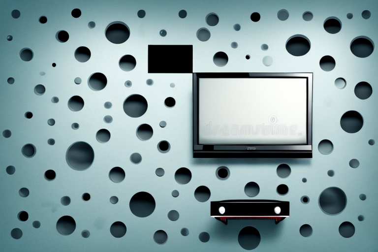 A wall with a tv mount and holes