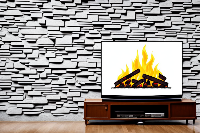 A brick fireplace with a tv mounted on it