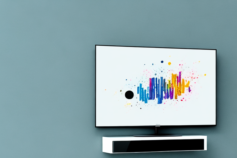 A wall-mounted television with a sound bar below it